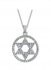925 Sterling Silver Cubic Zirconia Studded Pendant Necklace