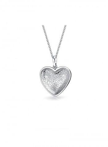 925 Sterling Silver Heart Shaped Paw Printed Pendant Necklace