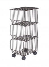 3 Layer Foods and Vegetable Storage Trolley Grey 42.00 x 27.80 x 30.00cm