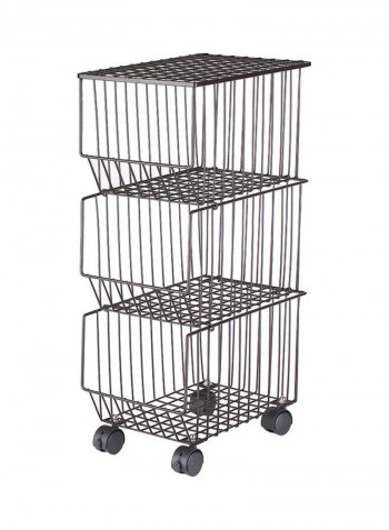 3 Layer Foods and Vegetable Storage Trolley Grey 42.00 x 27.80 x 30.00cm