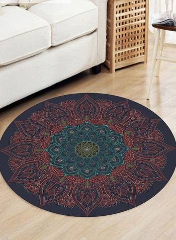 Ethnic Style Round Mat Multicolour 100x100centimeter