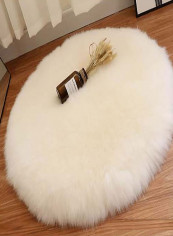 Floor Rug Modern Simple Solid Color Round Shaped Soft Rug White L