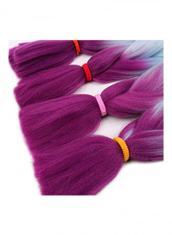 4-Piece Braid Hair Extension Set Yellow/White/Purple 24inch