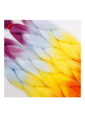 4-Piece Braid Hair Extension Set Yellow/White/Purple 24inch