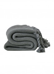 Solid Color Knitted Tassel Throw Blanket Cotton Grey 130x170centimeter