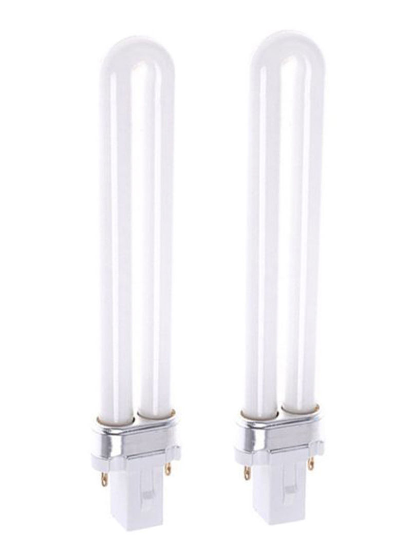 2-Piece UV LED Tube Light For Nail Art Dryer Set White/Silver