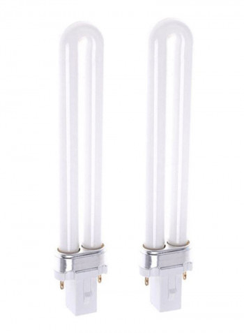 طقم مصابيح أنبوبية الشكل بإضاءة LED بالأشعة فوق البنفسجية لمجفف طلاء تزيين الأظافر من قطعتين أبيض/فضي