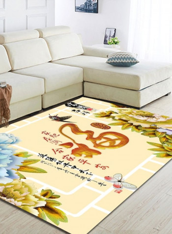 Home Rug Chinese Style Flowers Print Non-Slip Living Room Bedroom Floor Mat multicolour 140*200(W*L)cmcm