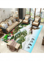 Home Rug Chinese Style Landscape Print Non-Slip Living Room Bedroom Floor Mat Green 140*200(W*L)cmcm