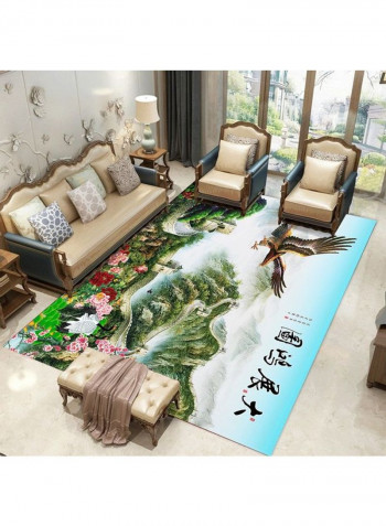 Home Rug Chinese Style Landscape Print Non-Slip Living Room Bedroom Floor Mat Green 140*200(W*L)cmcm