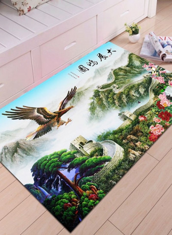 Home Rug Chinese Style Landscape Print Non-Slip Living Room Bedroom Floor Mat Green 140*200(W*L)cmcm