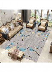 Home Rug Modern Style Flower Print Non-Slip Living Room Bedroom Floor Mat Grey 140*200(W*L)cmcm