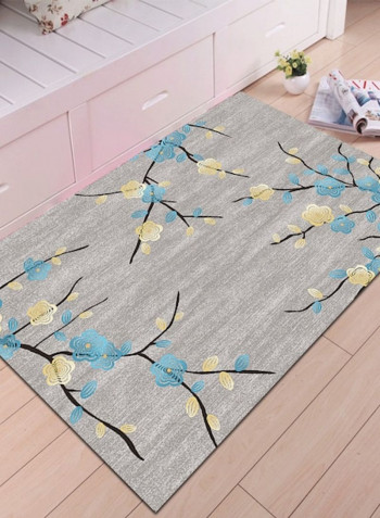 Home Rug Modern Style Flower Print Non-Slip Living Room Bedroom Floor Mat Grey 140*200(W*L)cmcm