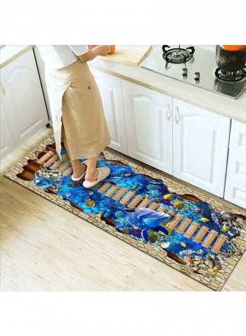 Home Rug 3D Sea World Print Creative Non-Slip Living Room Bedroom Floor Mat Blue 140*200(W*L)cmcm