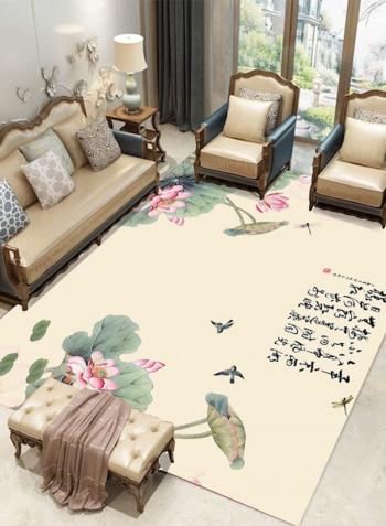 Home Rug Chinese Style Lotus Pond Print Non-Slip Living Room Bedroom Floor Mat multicolour 140*200(W*L)cmcm