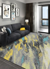 Home Rug Modern Style Abstract Anti-Slip Living Room Bedroom Floor Mat Yellow 140*200(W*L)cmcm