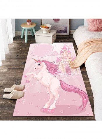 Unicorn Pattern Printed Rectangle Anti-Slip Floor Rug Pink/White 140x200cm