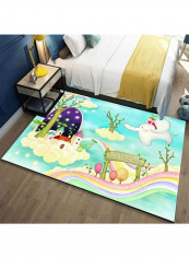 Cartoon Elephant Pattern Anti-Slip Rug Multicolour 140x200cm