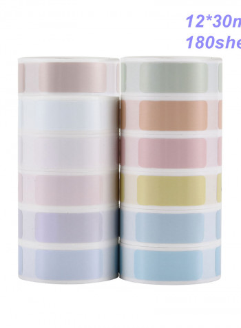 12-Piece Waterproof Tear Resistant Thermal Printing Label Paper Barcode 1.2 x 4cm Multicolour