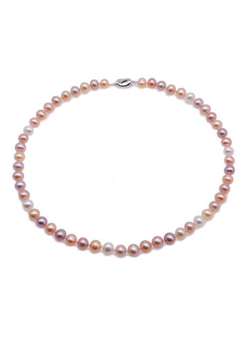 Flat Round Natural Pink And Freshwater Pearl Necklace
