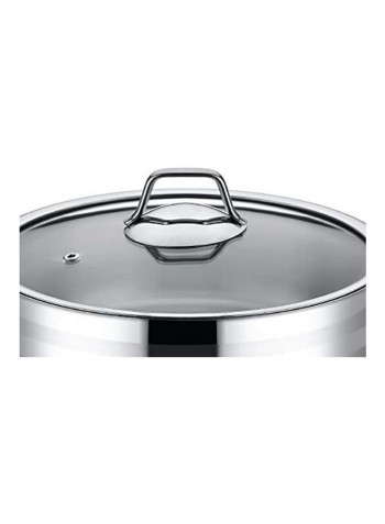 Zeta Steel Shallow Pot With Lid Silver/Clear 26cm
