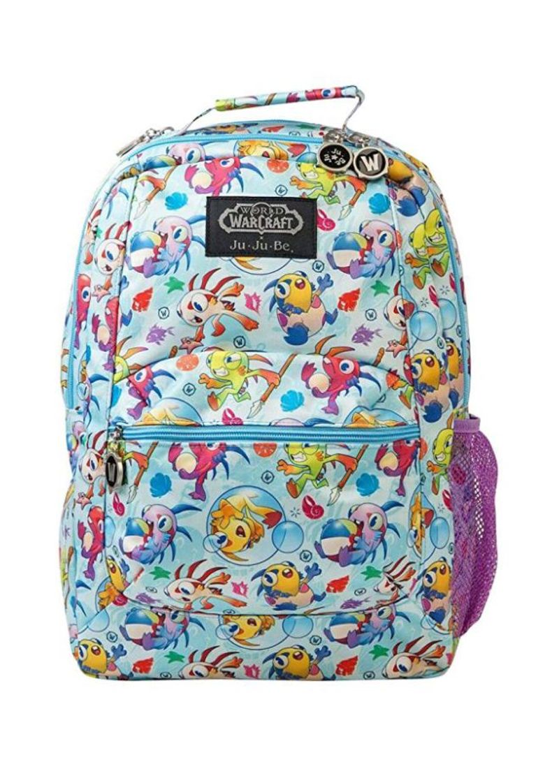 World Of Warcraft Printed Backpack Blue/Yellow/Pink