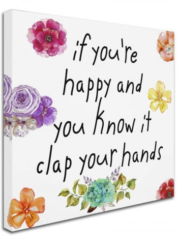 Happy Canvas Wall Art Multicolour 18 x 18inch