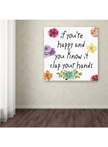 Happy Canvas Wall Art Multicolour 18 x 18inch