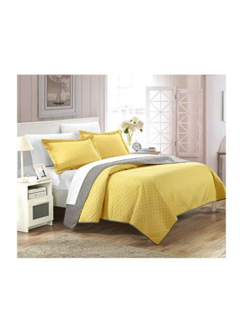 3-Piece Microfiber Quilt Set Yellow King