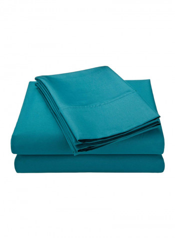 4-Piece Solid Pattern Queen Sheet Set Teal