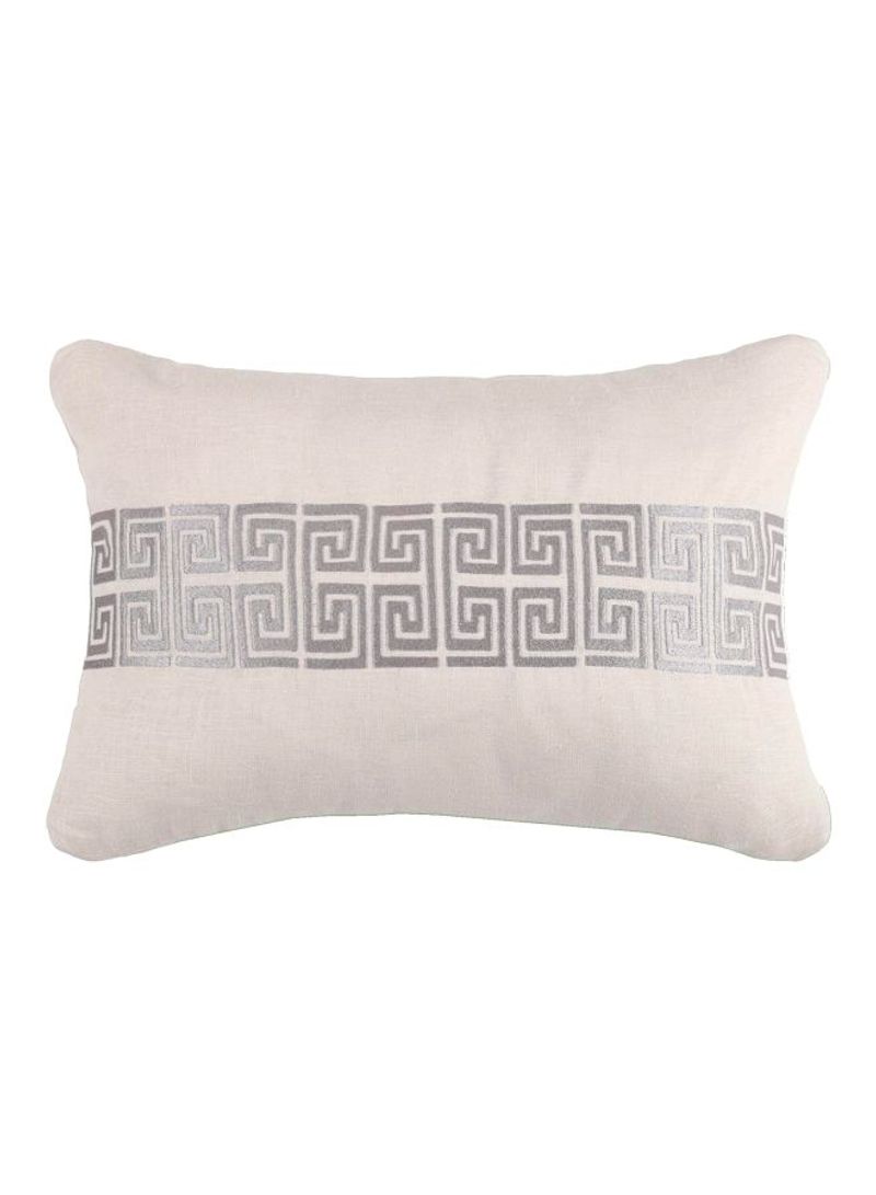 Embroidered Rectangular Throw Pillow White/Grey 14x20inch