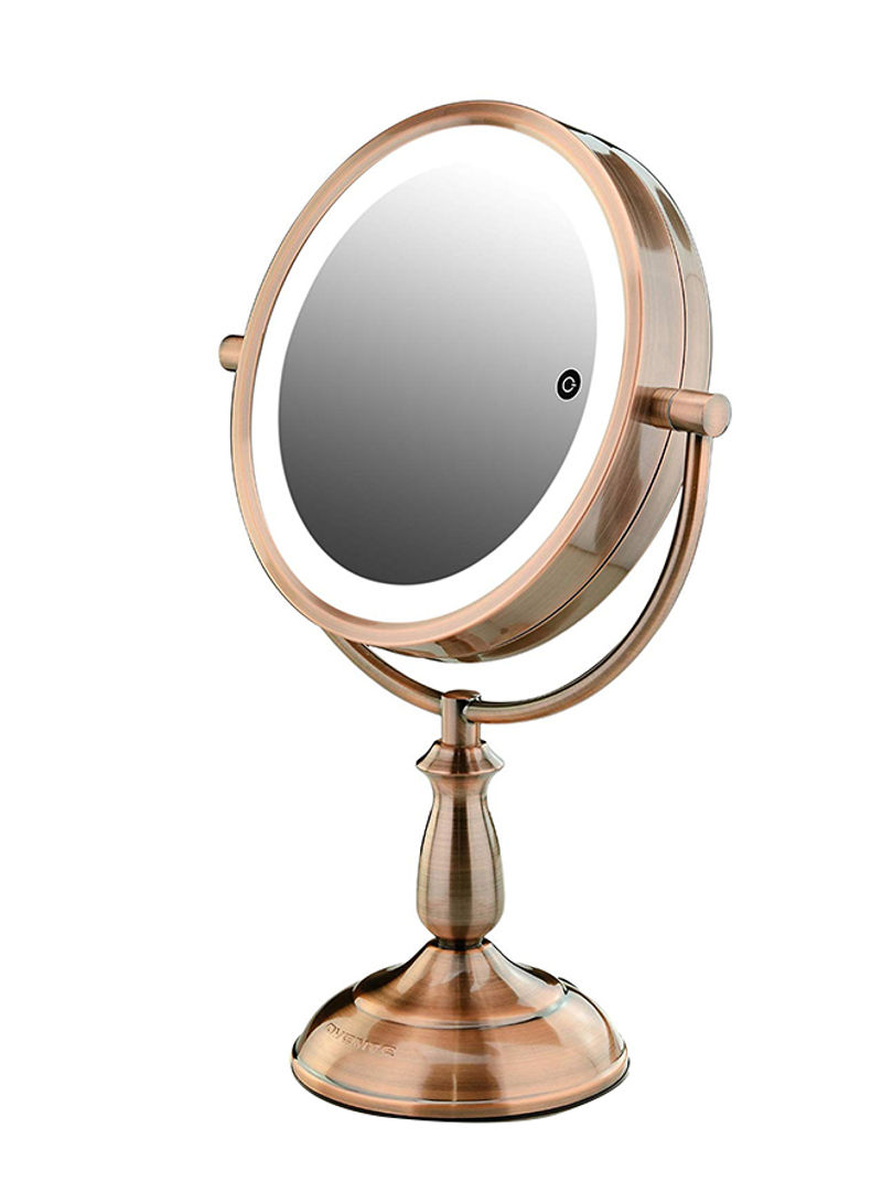 Tabletop Vanity Mirror With LED Light Rose Gold 7.5inch
