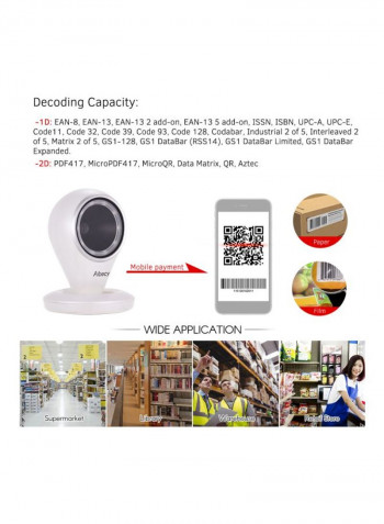 Omnidirectional QR Barcoder Scanner White