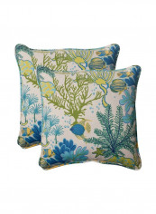 2-Piece Printed Throw Pillow Green/Blue/White 18.5x18.5x5inch