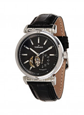 Men's Leather Analog Wrist Watch T8303-SLBB