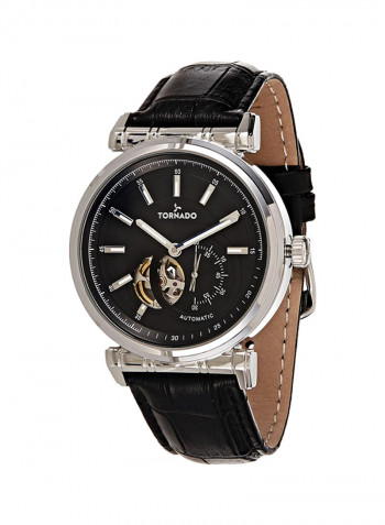 Men's Leather Analog Wrist Watch T8303-SLBB