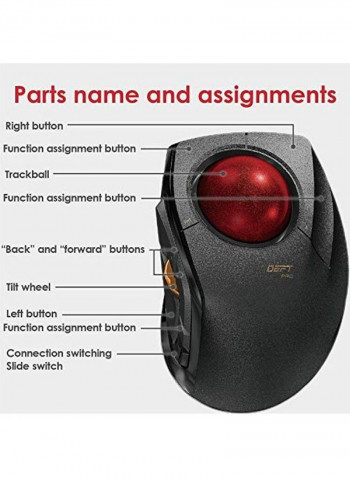 Wired/Wireless/Bluetooth Finger-operated Trackball Mouse, 8-button Function With Smooth Tracking, Precision Optical Gaming Sensor