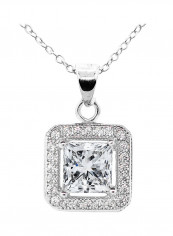 Ivy Gold Plated Princess Cut Halo Pendant Necklace