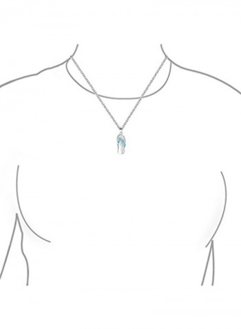 Rhodium Plated Synthetic Flip Flop Pendant Necklace With Opal