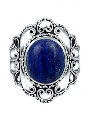 925 Sterling Silver Ring Silver/Blue