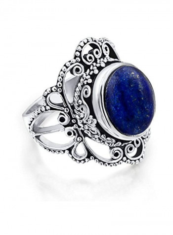 925 Sterling Silver Ring Silver/Blue