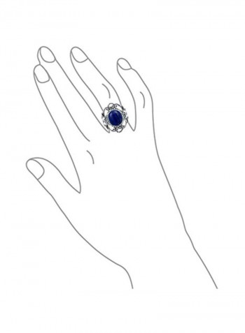 925 Sterling Silver Ring Silver/Blue