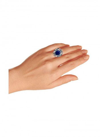 925 Sterling Silver Ring Silver/Blue