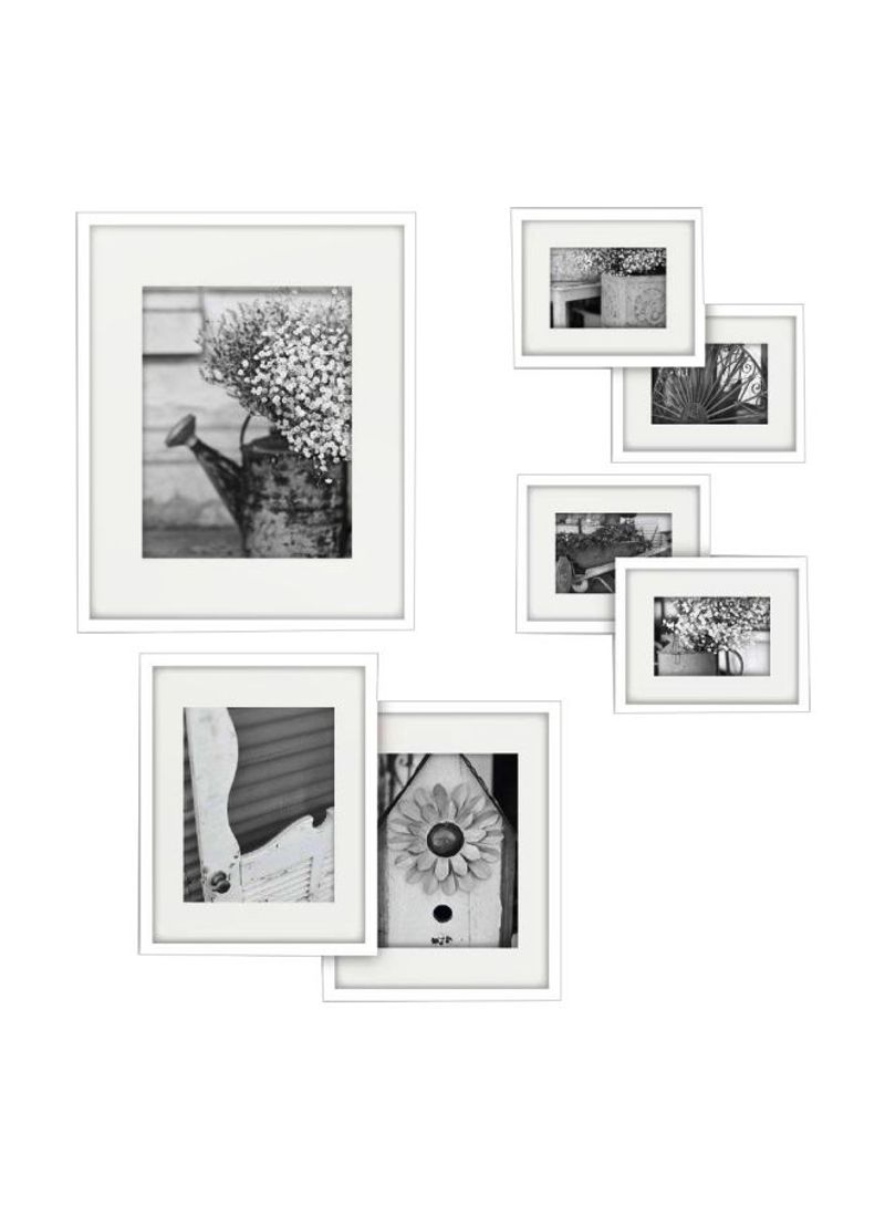 7-Piece Picture Frame Set With Mat White