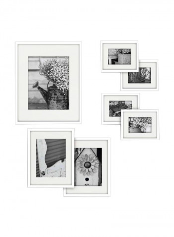 7-Piece Picture Frame Set With Mat White