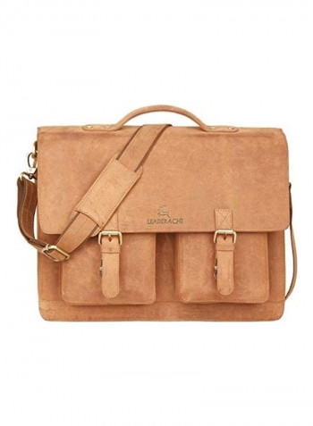 Genuine Hunter Leather Laptop Briefcase Bag Brown