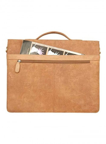 Genuine Hunter Leather Laptop Briefcase Bag Brown