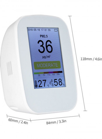 Portable Digital Formaldehyde Gas Monitor White 17.5cm