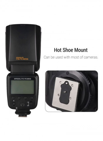 Professional Speedlite Camera Flash With Hot Shoe Mount Diffuser Black