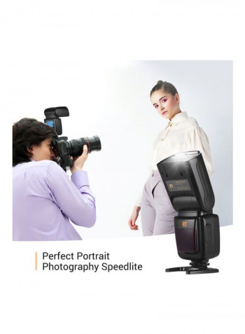 Professional Speedlite Camera Flash With Hot Shoe Mount Diffuser Black